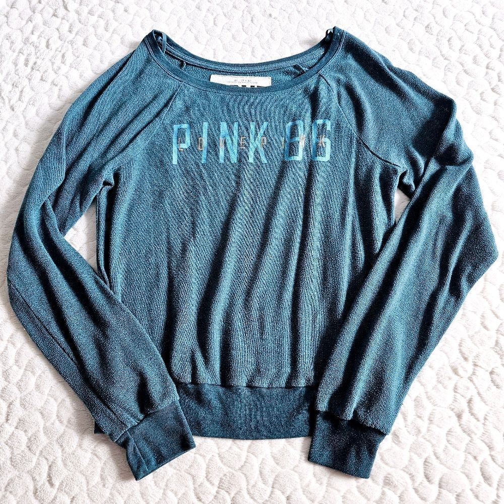 Victoria's Secret PINK teal long sleeved sweatshirt XS extra small